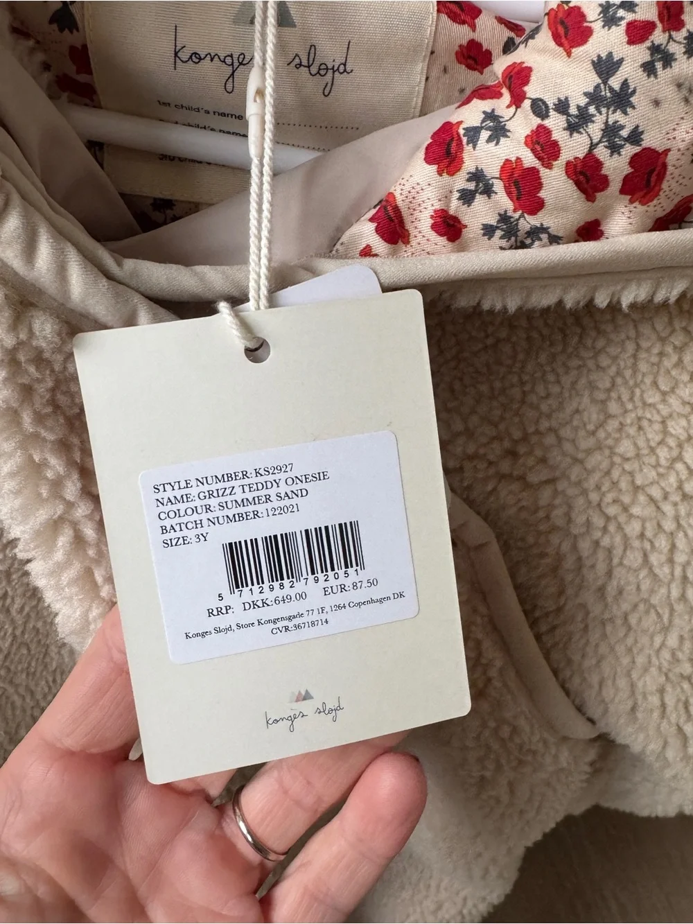 Konges Slojd grizz teddy onesie coverall 3Y cream off white